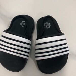 Wonder Nation Kids Black and White Slide Sandals